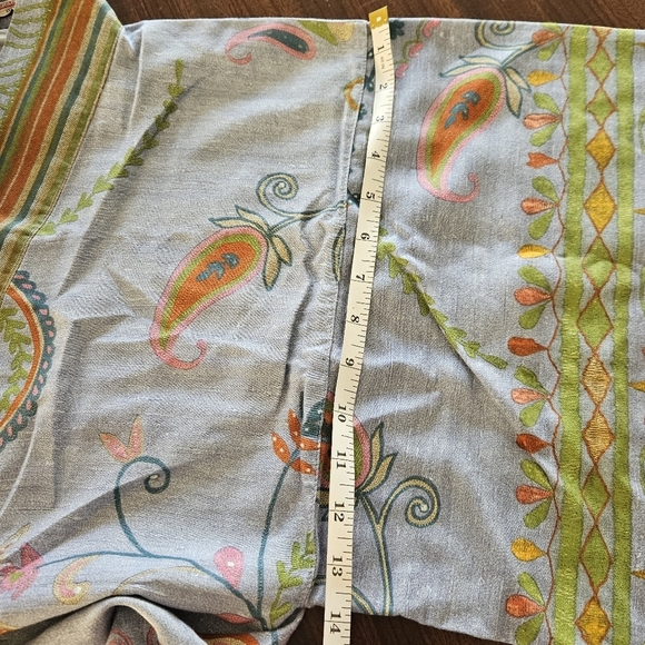 Kimono Granfoulard Bassetti  S/M Long 100% Cotton Belt Blue Green Orange Floral - Picture 2 of 15